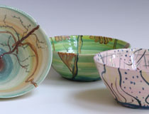 gedraaide keramiek, pottenbakken, gedecoreerd, majolica